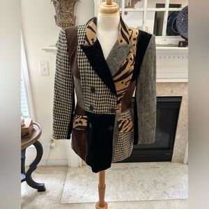 Stanley Blacker Vintage Patchwork  Blazer - Black, Brown, Tan